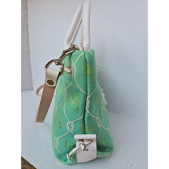 Dooney And Bourke Signature Rope Lattice DB Canvas Y2K Satchel Mint White - Picture 3 of 16